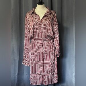 Gabrielle Union Geometric Patterned Dress in Brown and White